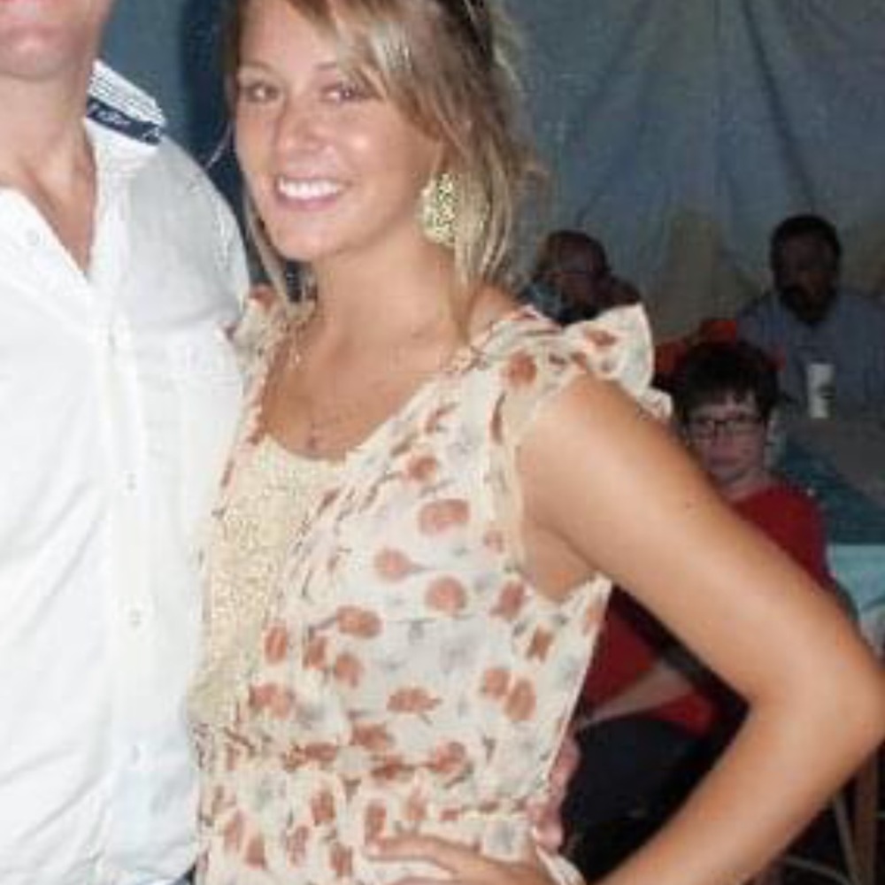 Blue bird cinched waist floral dress